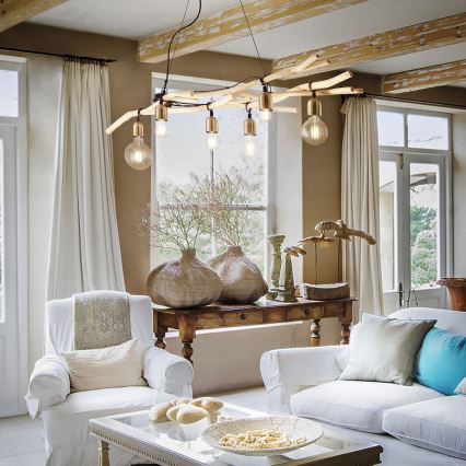 Ideal Lux - Κρεμαστό φωτιστικό οροφής DRIFTWOOD 6xE27/60W/230V guava