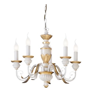 Ideal Lux - Κρεμαστό φωτιστικό οροφής FIRENZE 5xE14/40W/230V διάμετρος 55 cm λευκό/χρυσό