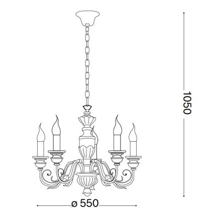 Ideal Lux - Κρεμαστό φωτιστικό οροφής FIRENZE 5xE14/40W/230V διάμετρος 55 cm λευκό/χρυσό