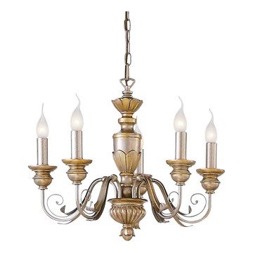 Ideal Lux - Κρεμαστό φωτιστικό οροφής FIRENZE 5xE14/40W/230V διάμετρος 55 cm χρυσό