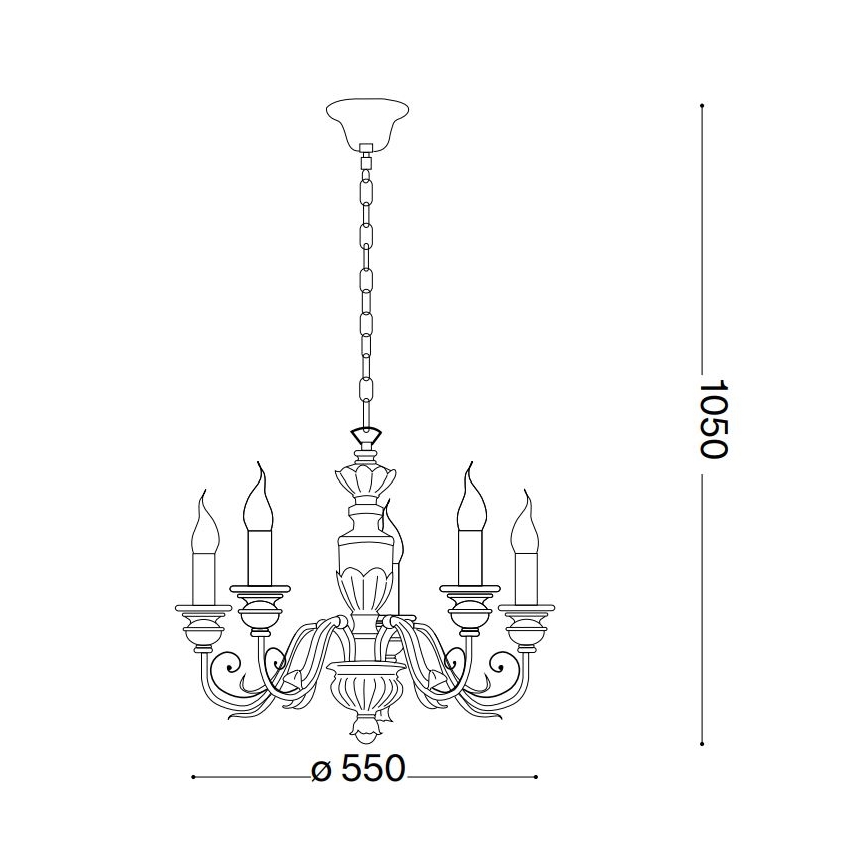 Ideal Lux - Κρεμαστό φωτιστικό οροφής FIRENZE 5xE14/40W/230V διάμετρος 55 cm χρυσό