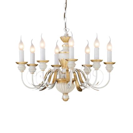 Ideal Lux - Κρεμαστό φωτιστικό οροφής FIRENZE 8xE14/40W/230V διάμετρος 64 cm λευκό/χρυσό