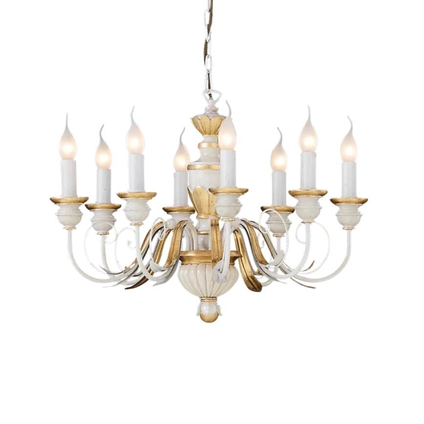 Ideal Lux - Κρεμαστό φωτιστικό οροφής FIRENZE 8xE14/40W/230V διάμετρος 64 cm λευκό/χρυσό