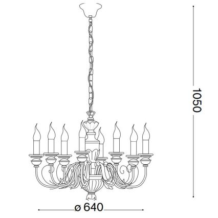 Ideal Lux - Κρεμαστό φωτιστικό οροφής FIRENZE 8xE14/40W/230V διάμετρος 64 cm λευκό/χρυσό