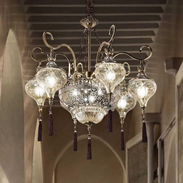 Ideal Lux - Κρεμαστό φωτιστικό οροφής HAREM 9xE27/60W/230V διάμετρος 75 cm ορείχαλκος
