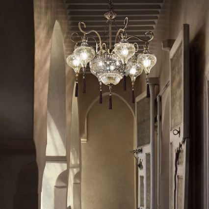 Ideal Lux - Κρεμαστό φωτιστικό οροφής HAREM 9xE27/60W/230V διάμετρος 75 cm ορείχαλκος