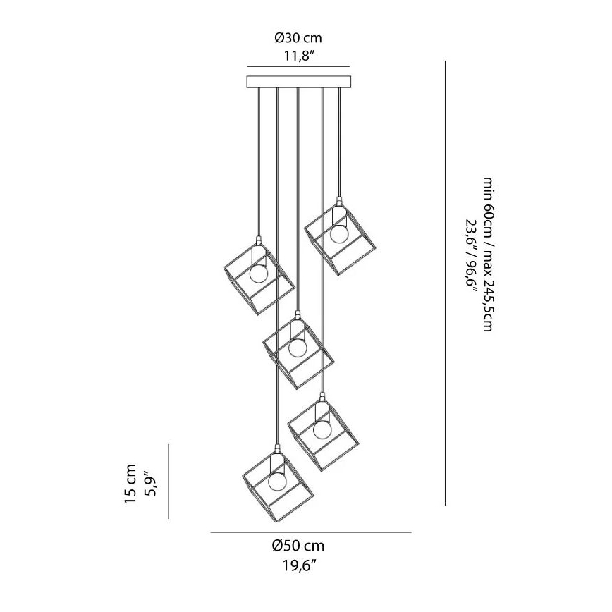 Ideal Lux - Κρεμαστό φωτιστικό οροφής ICE 5xE27/60W/230V διάμετρος 50 cm λευκό