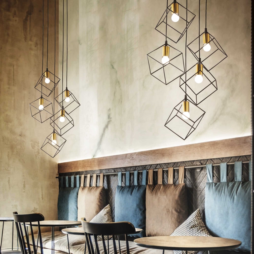 Ideal Lux - Κρεμαστό φωτιστικό οροφής ICE 5xE27/60W/230V διάμετρος 50 cm μαύρο