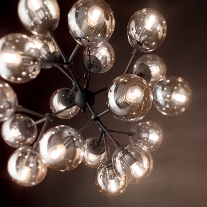Ideal Lux - Κρεμαστό φωτιστικό οροφής KEPLER 18xE27/42W/230V διάμετρος 69 cm μαύρο/φιμέ