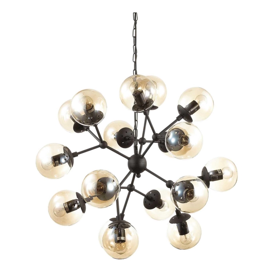 Ideal Lux - Κρεμαστό φωτιστικό οροφής KEPLER 18xE27/42W/230V διάμετρος 69 cm μαύρο/φιμέ