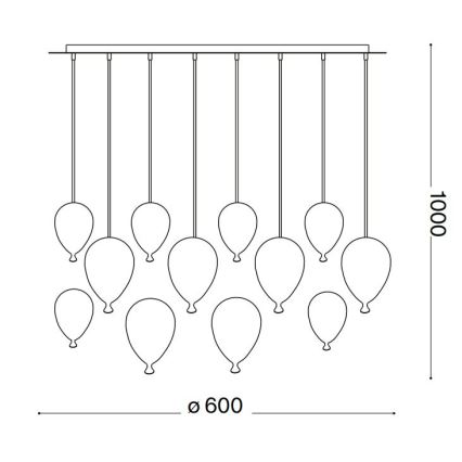 Ideal Lux -  Κρεμαστό φωτιστικό οροφής LED CLOWN 12xG9/3W/230V διάμετρος 60 cm πολύχρωμα
