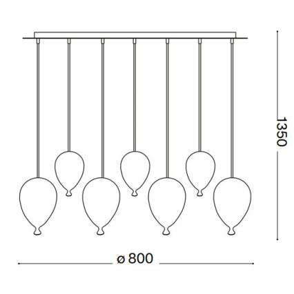 Ideal Lux -  Κρεμαστό φωτιστικό οροφής LED CLOWN 7xG9/3W/230V 80 cm πολύχρωμα