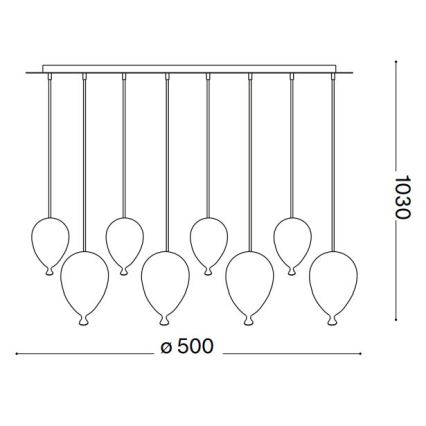 Ideal Lux -  Κρεμαστό φωτιστικό οροφής LED CLOWN 8xG9/3W/230V διάμετρος 50 cm πολύχρωμα