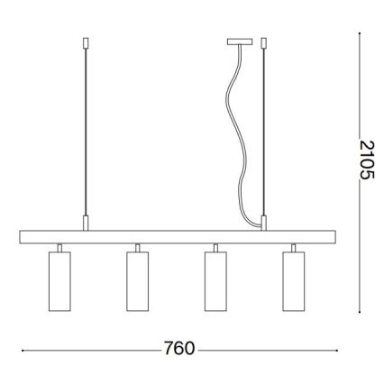 Ideal Lux -  Κρεμαστό φωτιστικό οροφής LED DYNAMITE 4xGU10/7W/230V CRI 90 μαύρο