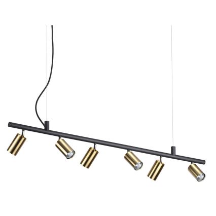 Ideal Lux -  Κρεμαστό φωτιστικό οροφής LED DYNAMITE 6xGU10/7W/230V CRI 90 μαύρο/ορείχαλκος