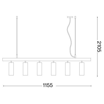 Ideal Lux -  Κρεμαστό φωτιστικό οροφής LED DYNAMITE 6xGU10/7W/230V CRI 90 μαύρο/ορείχαλκος