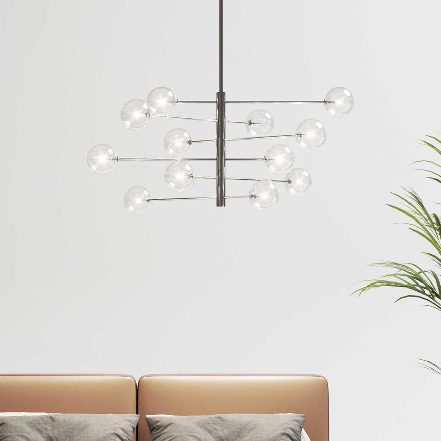 Ideal Lux - Κρεμαστό φωτιστικό οροφής LED EQUINOXE 12xG4/2W/230V διάμετρος 124 cm γυαλιστερό χρώμιο/διαφανή