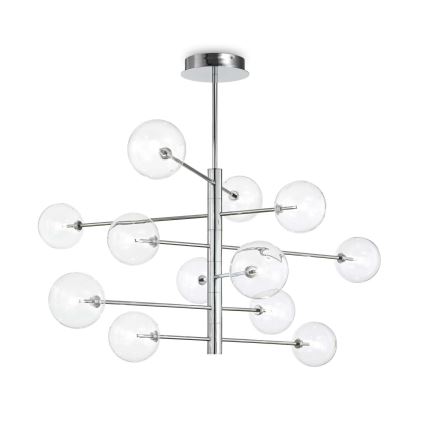 Ideal Lux - Κρεμαστό φωτιστικό οροφής LED EQUINOXE 12xG4/2W/230V διάμετρος 124 cm γυαλιστερό χρώμιο/διαφανή