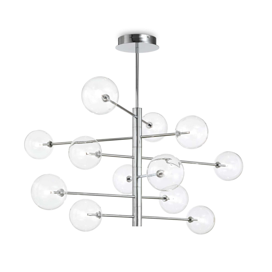 Ideal Lux - Κρεμαστό φωτιστικό οροφής LED EQUINOXE 12xG4/2W/230V διάμετρος 124 cm γυαλιστερό χρώμιο/διαφανή