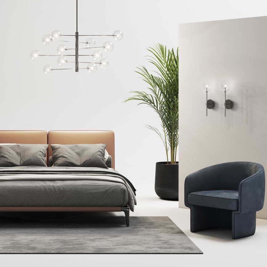 Ideal Lux - Κρεμαστό φωτιστικό οροφής LED EQUINOXE 12xG4/2W/230V διάμετρος 124 cm γυαλιστερό χρώμιο/διαφανή
