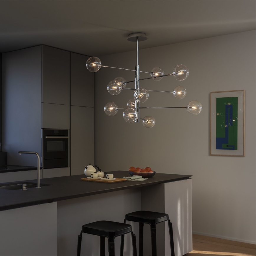 Ideal Lux - Κρεμαστό φωτιστικό οροφής LED EQUINOXE 12xG4/2W/230V διάμετρος 124 cm γυαλιστερό χρώμιο/διαφανή