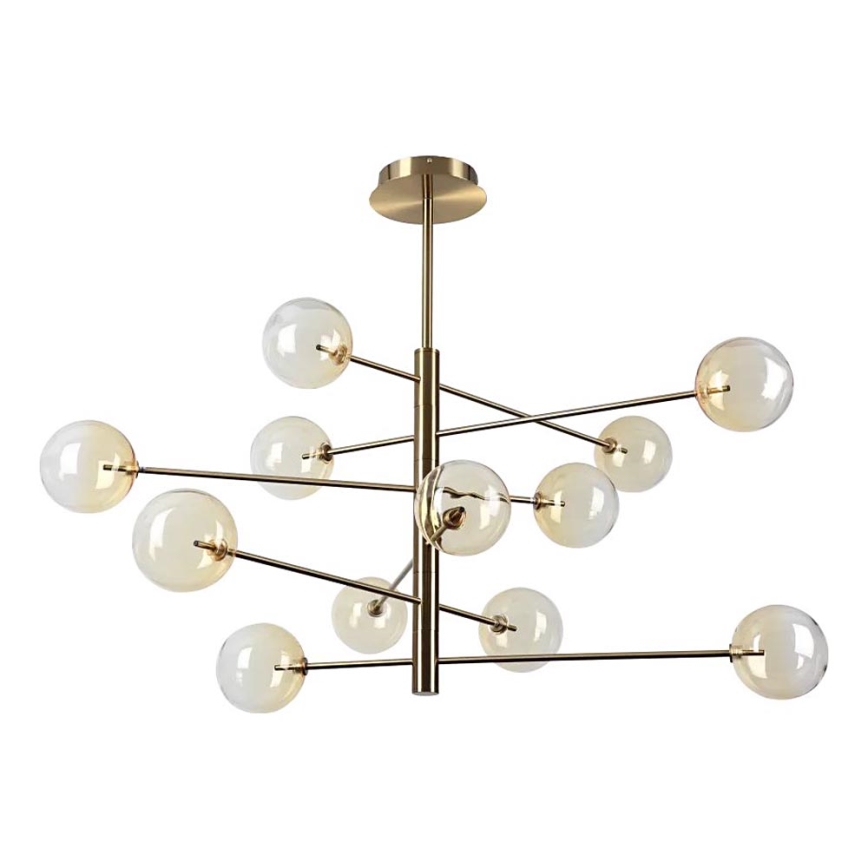 Ideal Lux - Κρεμαστό φωτιστικό οροφής LED EQUINOXE 12xG4/2W/230V διάμετρος 128,1 cm ορείχαλκος/φιμέ