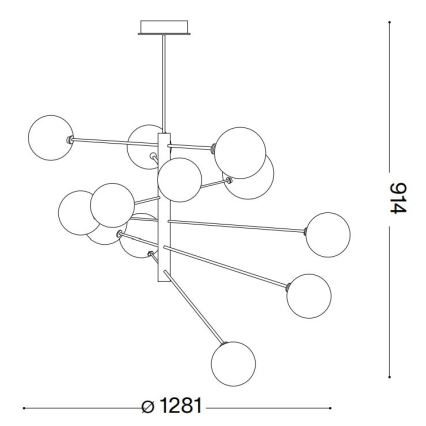 Ideal Lux - Κρεμαστό φωτιστικό οροφής LED EQUINOXE 12xG4/2W/230V διάμετρος 128,1 cm ορείχαλκος/φιμέ