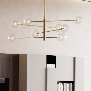 Ideal Lux - Κρεμαστό φωτιστικό οροφής LED EQUINOXE 8xG4/2W/230V διάμετρος 128 cm ορείχαλκος/διαφανές