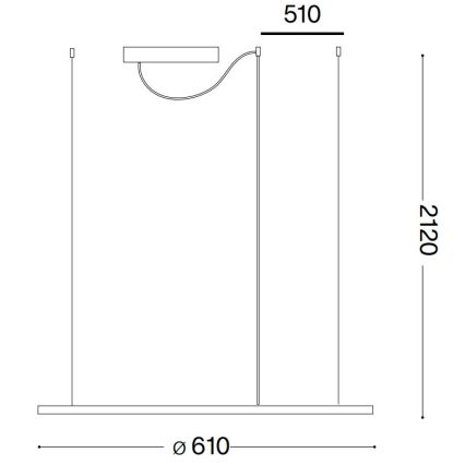 Ideal Lux -  Κρεμαστό φωτιστικό οροφής LED HULAHOOP LED/28W/230V 3000K διάμετρος 61 cm CRI 90 λευκό