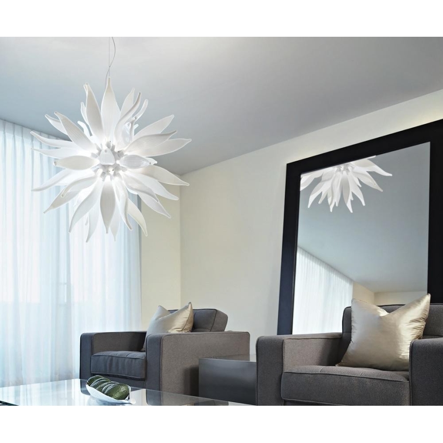 Ideal Lux -  Κρεμαστό φωτιστικό οροφής LED LEAVES 12xG9/3W/230V διάμετρος 80 cm λευκό
