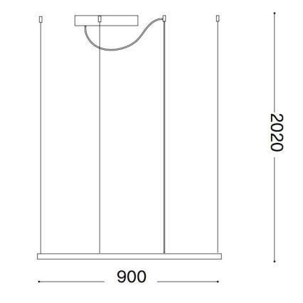 Ideal Lux -  Κρεμαστό φωτιστικό οροφής LED ORACLE SLIM LED/53W/230V 3000K 90x90 cm μαύρο