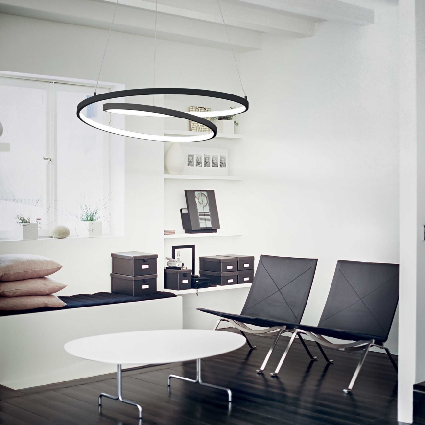 Ideal Lux -  Κρεμαστό φωτιστικό οροφής LED OZ LED/52W/230V διάμετρος 80 cm CRI 90 μαύρο