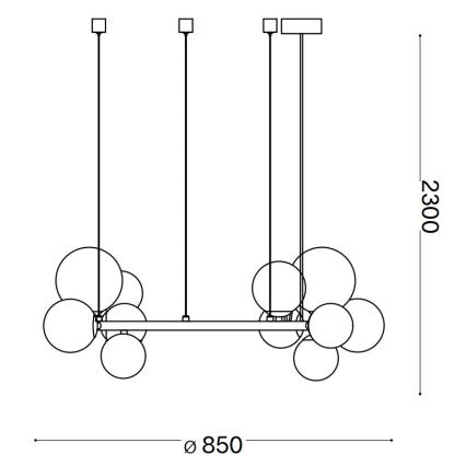Ideal Lux -  Κρεμαστό φωτιστικό οροφής LED PERLAGE 14xG9/3W/230V διάμετρος 85 cm χρυσό/λευκό