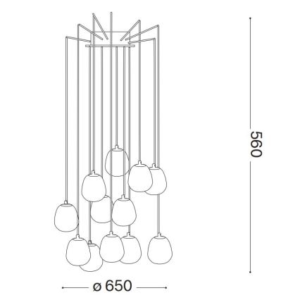 Ideal Lux -  Κρεμαστό φωτιστικό οροφής LED RHAPSODY 12xG9/3W/230V ορείχαλκος