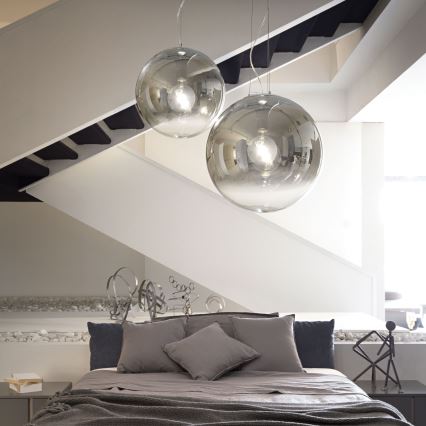 Ideal Lux - Κρεμαστό φωτιστικό οροφής MAPA 1xE27/42W/230V διάμετρος 50 cm γκρι/φιμέ
