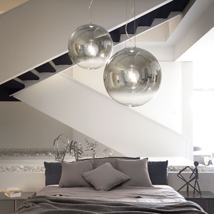 Ideal Lux - Κρεμαστό φωτιστικό οροφής MAPA 1xE27/42W/230V διάμετρος 50 cm γκρι/φιμέ