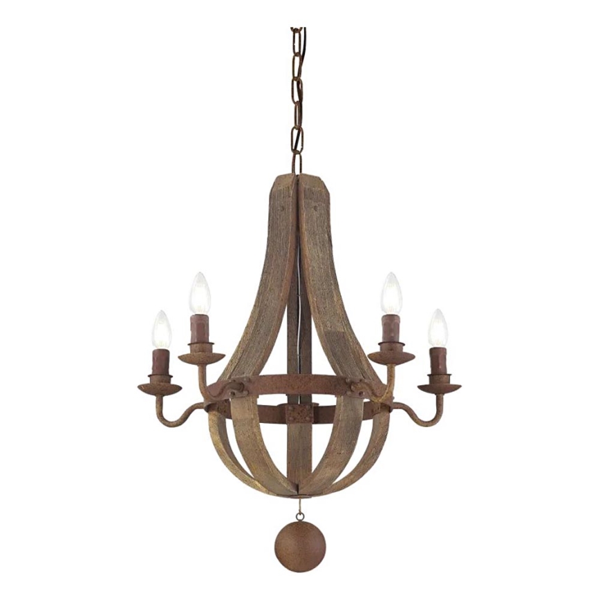 Ideal Lux - Κρεμαστό φωτιστικό οροφής MILLENNIUM 5xE14/40W/230V διάμετρος 52 cm καφέ