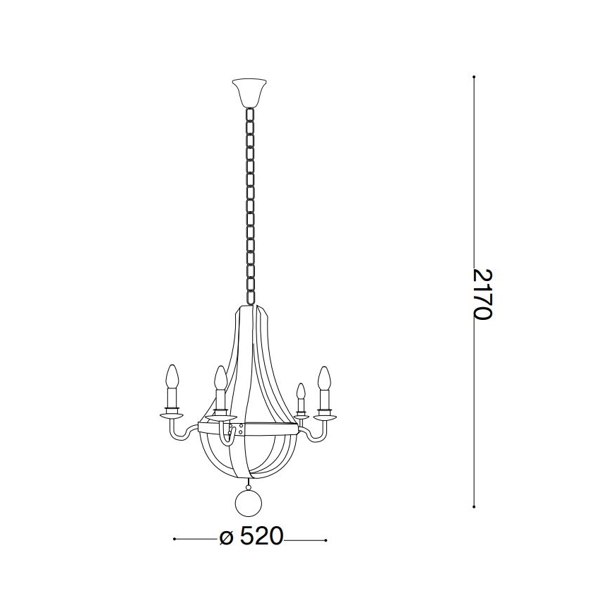 Ideal Lux - Κρεμαστό φωτιστικό οροφής MILLENNIUM 5xE14/40W/230V διάμετρος 52 cm καφέ