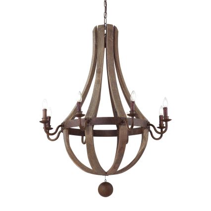 Ideal Lux - Κρεμαστό φωτιστικό οροφής MILLENNIUM 8xE14/40W/230V διάμετρος 92 cm Σημύδα/καφέ