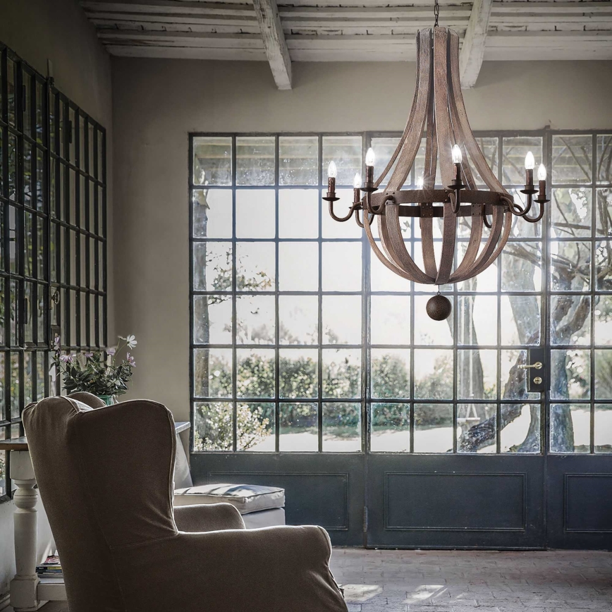 Ideal Lux - Κρεμαστό φωτιστικό οροφής MILLENNIUM 8xE14/40W/230V διάμετρος 92 cm Σημύδα/καφέ
