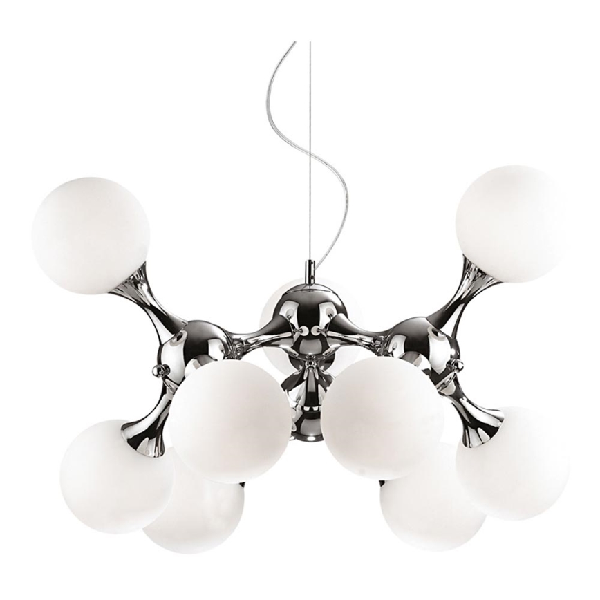 Ideal Lux - Κρεμαστό φωτιστικό οροφής NODI 9xE14/40W/230V γυαλιστερό χρώμιο/λευκό