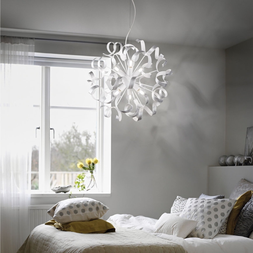 Ideal Lux - Κρεμαστό φωτιστικό οροφής VORTEX 6xE14/40W/230V διάμετρος 53 cm ασημί/πατίνα