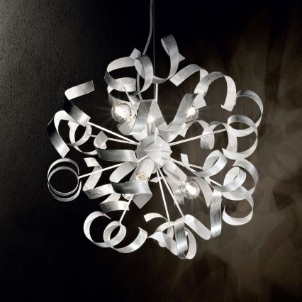 Ideal Lux - Κρεμαστό φωτιστικό οροφής VORTEX 6xE14/40W/230V διάμετρος 53 cm ασημί/πατίνα