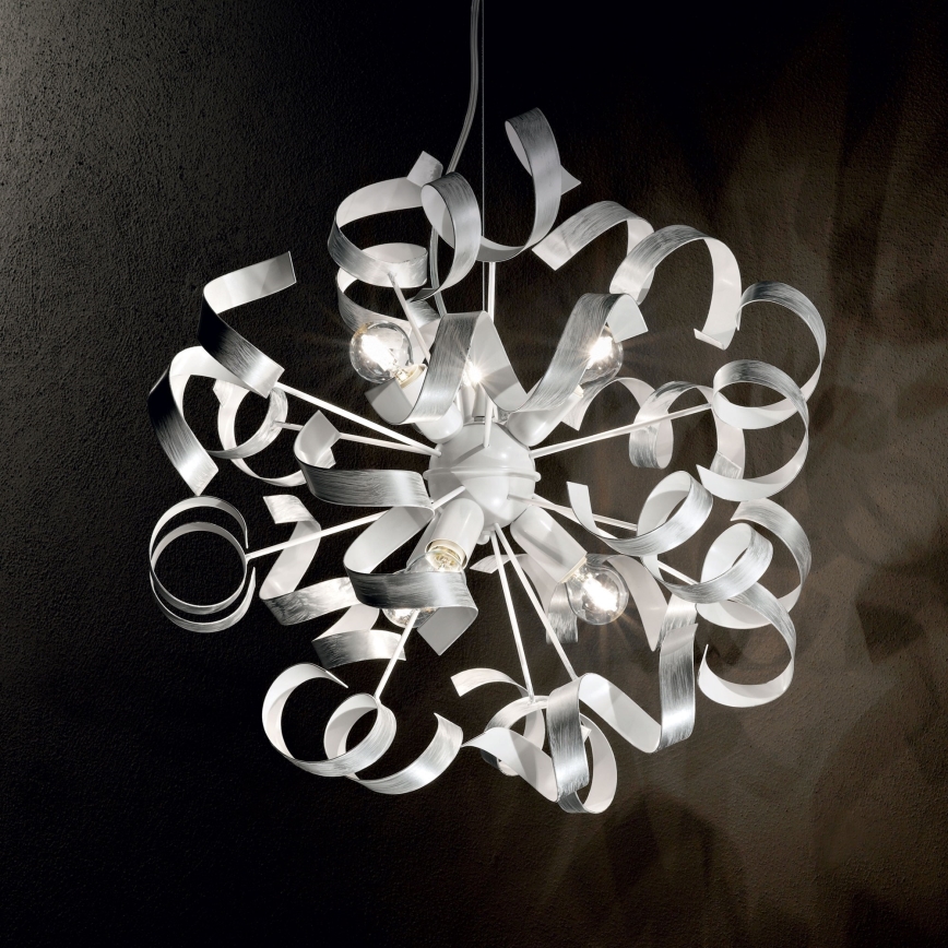 Ideal Lux - Κρεμαστό φωτιστικό οροφής VORTEX 6xE14/40W/230V διάμετρος 53 cm ασημί/πατίνα