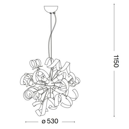 Ideal Lux - Κρεμαστό φωτιστικό οροφής VORTEX 6xE14/40W/230V διάμετρος 53 cm ασημί/πατίνα