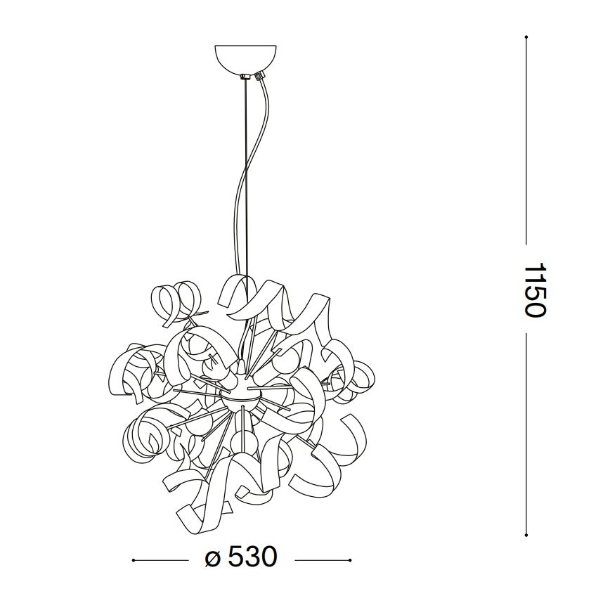 Ideal Lux - Κρεμαστό φωτιστικό οροφής VORTEX 6xE14/40W/230V διάμετρος 53 cm ασημί/πατίνα