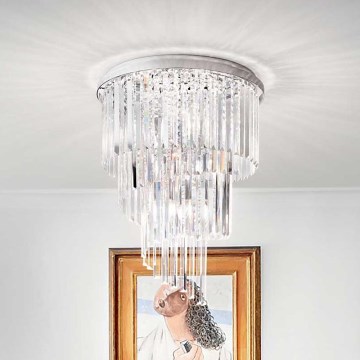 Ideal Lux - Κρυστάλλινη πλαφονιέρα οροφής CARLTON 12xE14/40W/230V διάμετρος 50 cm γυαλιστερό χρώμιο