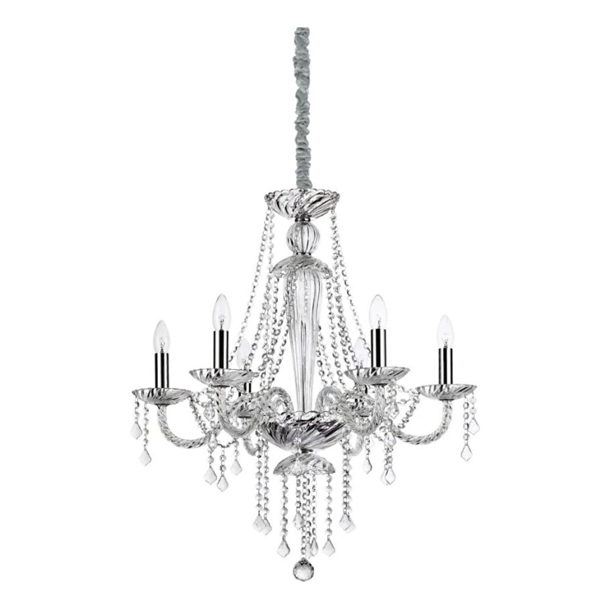 Ideal Lux - Κρυστάλλινο κρεμαστό φωτιστικό οροφής  AMADEUS 6xE14/40W/230V διάμετρος 67 cm διαφανές