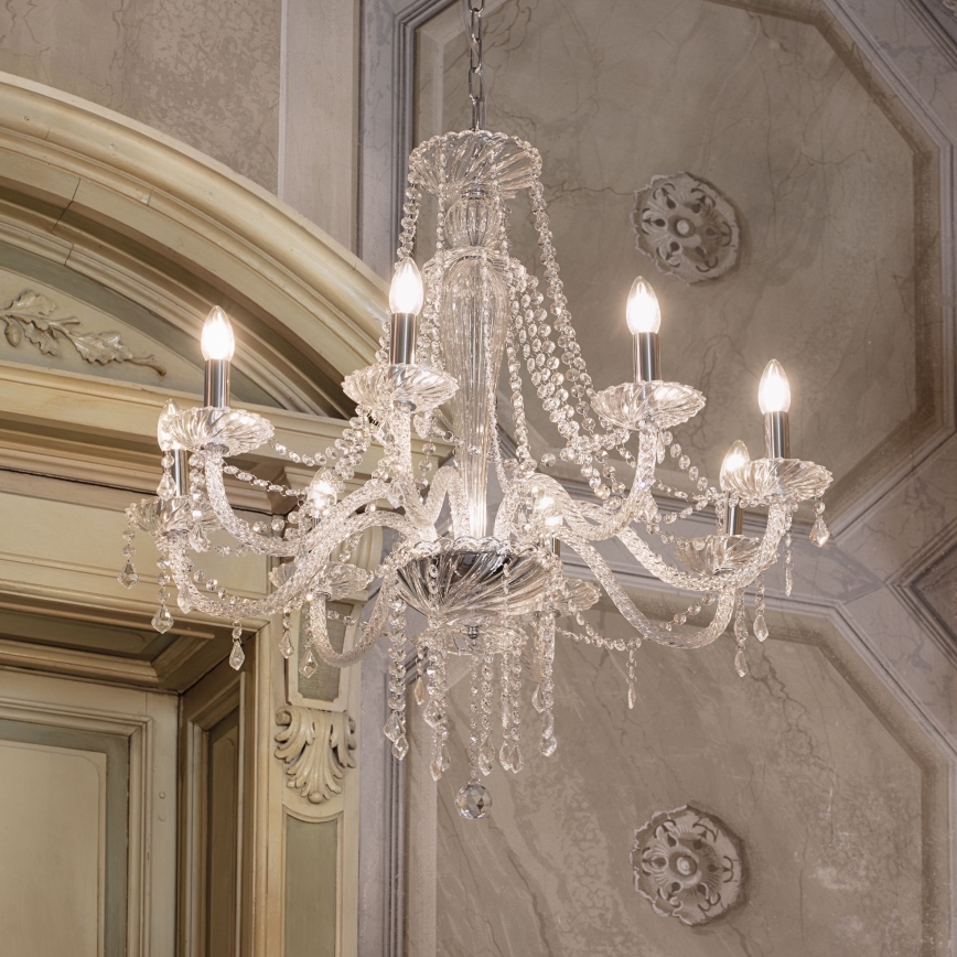 Ideal Lux - Κρυστάλλινο κρεμαστό φωτιστικό οροφής  AMADEUS 8xE14/40W/230V διάμετρος 80 cm διαφανές