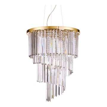 Ideal Lux - Κρυστάλλινο κρεμαστό φωτιστικό οροφής CARLTON 12xE14/40W/230V διάμετρος 50 cm χρυσό